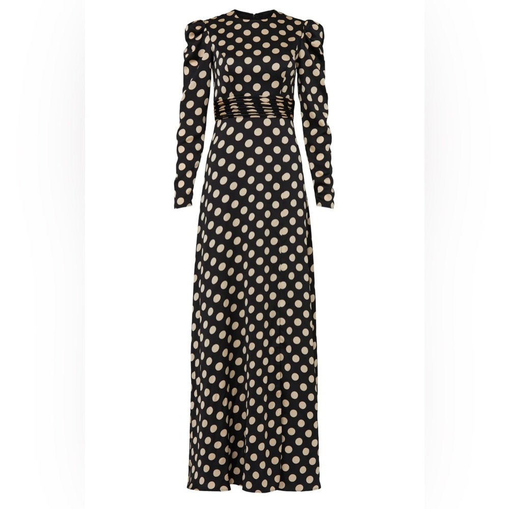 Ieena for Mac Duggal Polka Dot Satin Gown